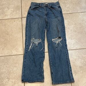Altar'd State Wide Leg Destroyed Knee Jeans 26